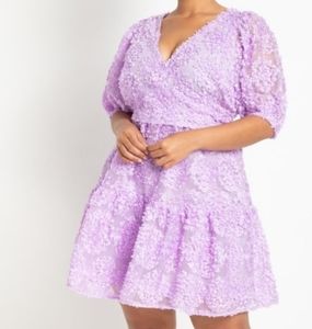 Eloquii lavendar 3d floral mini dress Size 22